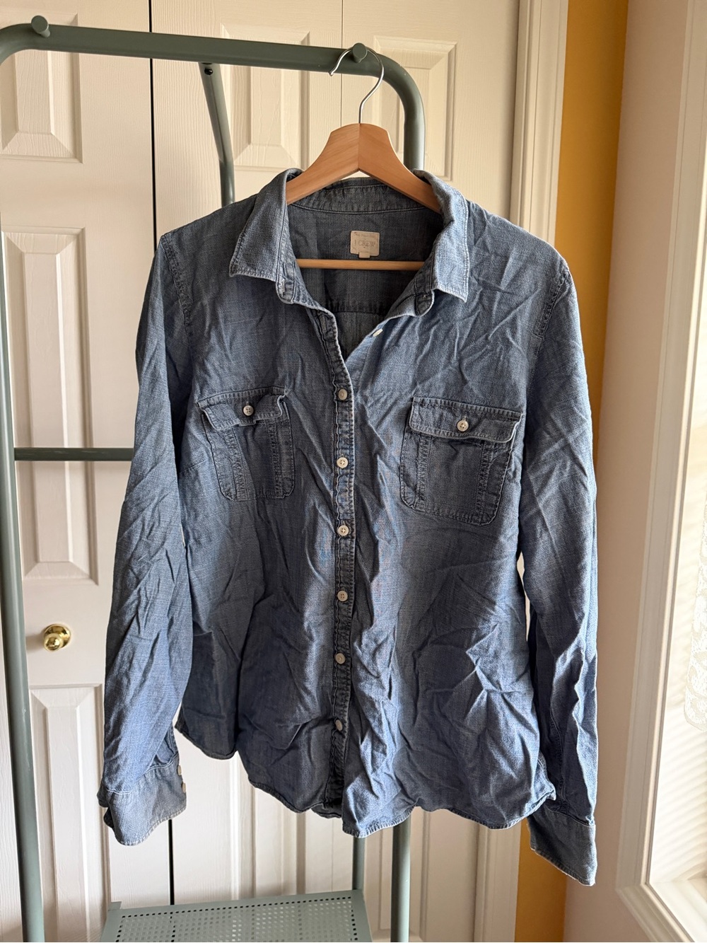 J. Crew chambray button-down shirt in denim blue